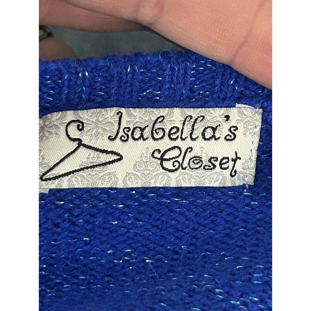 Isabella's Closet Blue Happy Howlidays Dachshund Sparkle Sweater Large - Picture 3 of 12